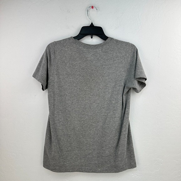 Nike shirt Women L Gray White Just Do It Short Sleeve Tee Heather‎ Crew Neck - Picture 2 of 5
